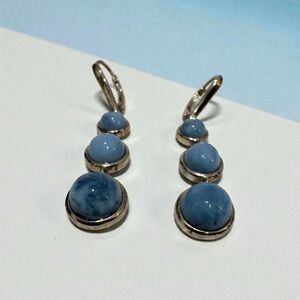 UTC Sterling Silver Dangle Blue Stone Earrings